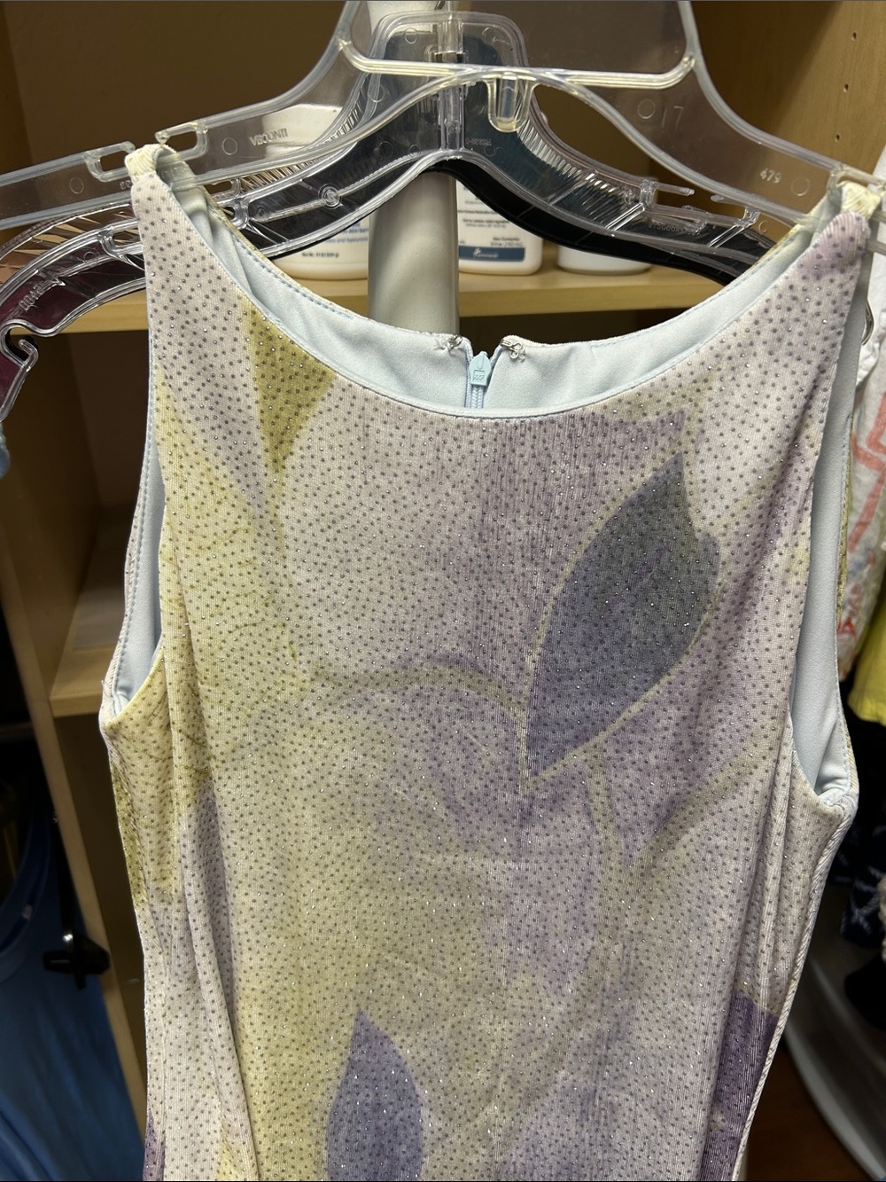 Women’s Floral Sleeveless dress in Pastel Lavender and Pale Yellow